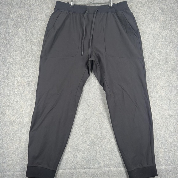 Lululemon Pants Mens 2XL Black Woven ABC Jogger Zip Pocket Ribbed Cuffs Athletic - Picture 2 of 13